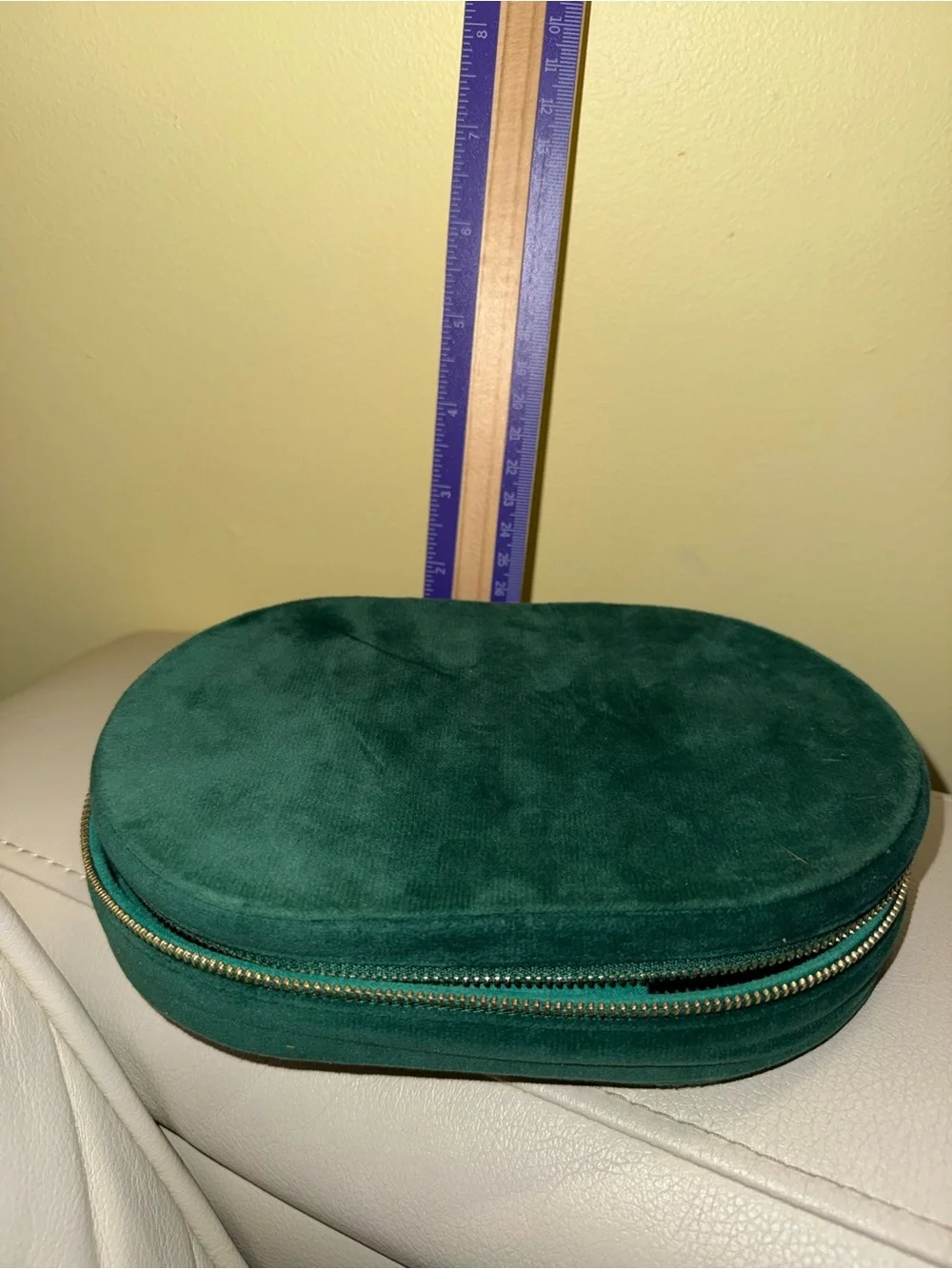 Green faux Suede Travel Jewelry Box